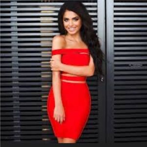 House of CB Vibrant Red Strapless Dress